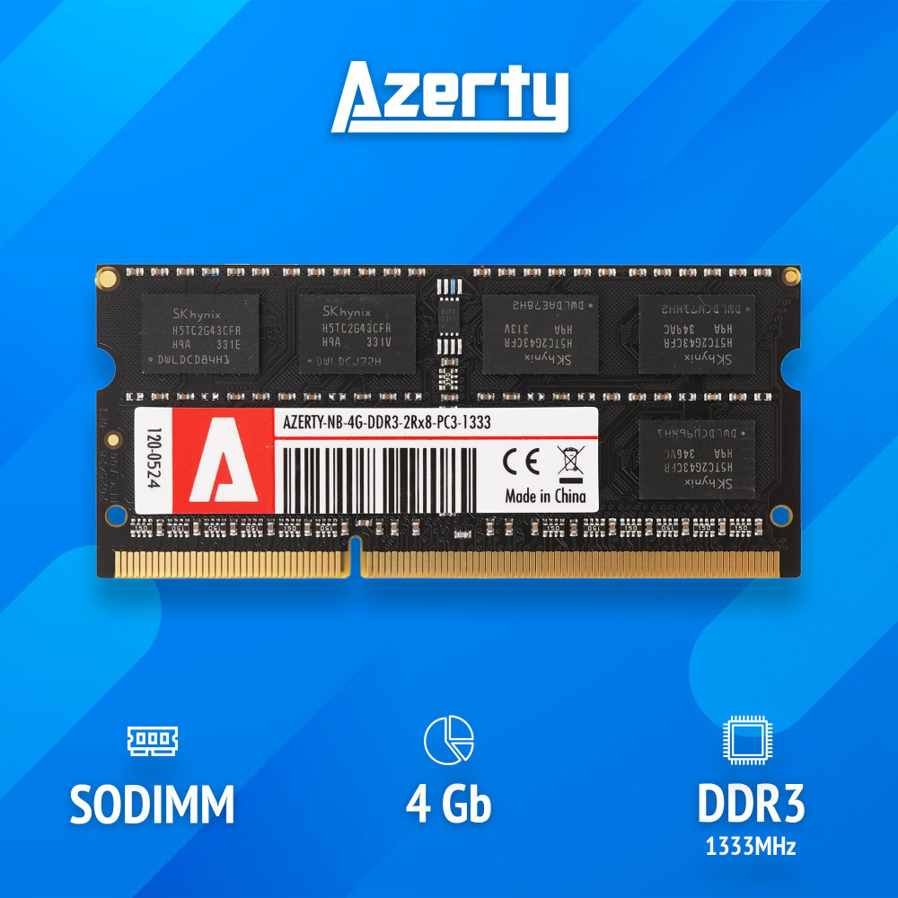 Azerty Оперативная память SODIMM 4Gb NB-4G-1333 1x4 ГБ (120-0524) #1