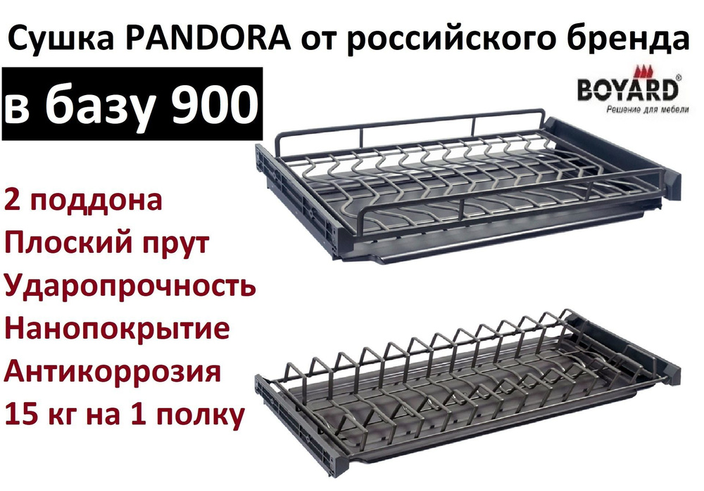 Сушка для посуды PANDORA SU07 в базу 900 мм, Boyard, Графит #1