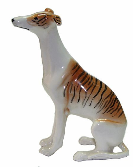 Левретка уипет стоит (окрас тигровый) Фарфоровая статуэтка собаки  #1