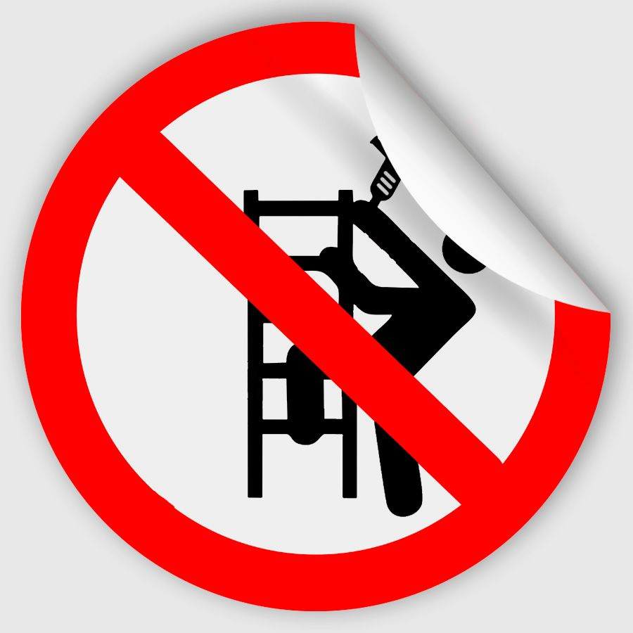 Наклейка P303 "Запрещается пользоваться инструментом на лестнице" 200x200 мм, 5 шт  #1