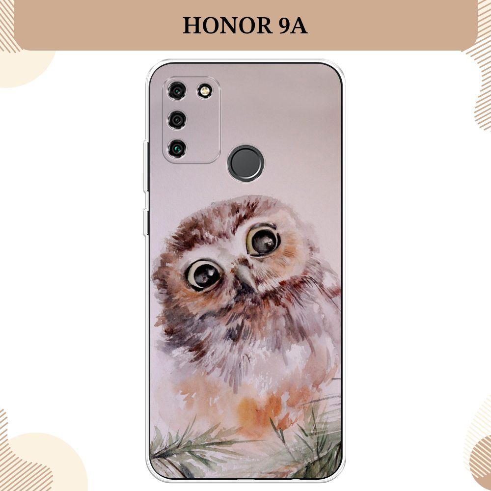 Силиконовый чехол на Honor 9A / Хонор 9А, Сова на розовом #1