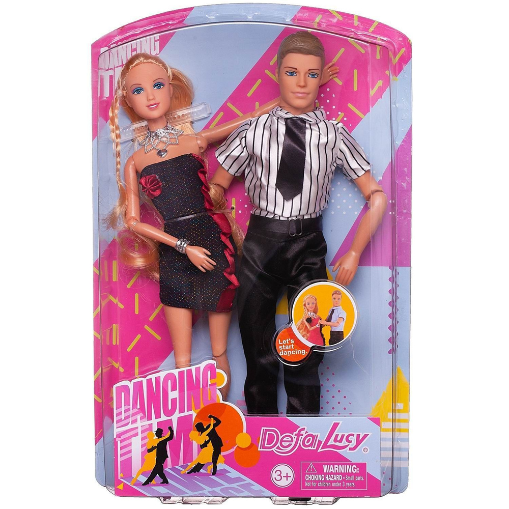 Игровой набор Куклы Defa Lucy&Kevin Танцевальная пара: девушка в черном платье и юноша в белой в полоску #1
