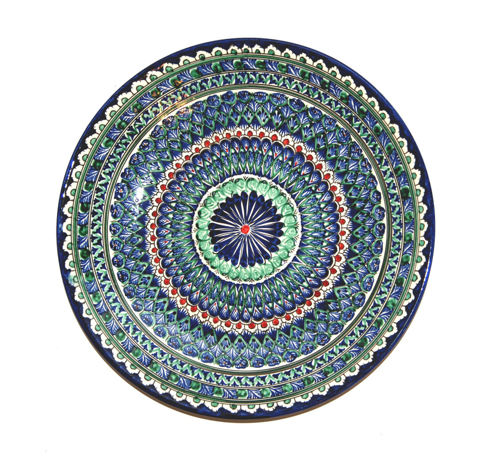 Блюдо Ляган Риштанская керамика, синий 1 шт, Керамика, диаметр 32 см  #1
