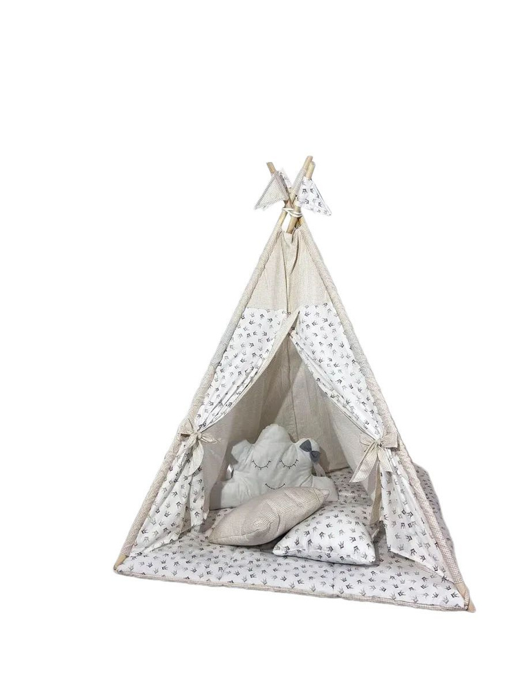Детский вигвам-палатка игровая LuBaby короны с пледом 120*120, декоративными подушками, системой антискладывания, #1