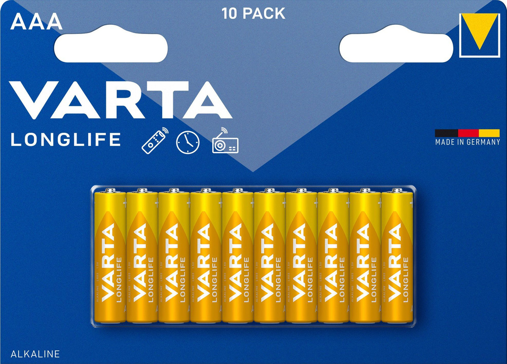 Батарейки VARTA LongLife AAA LR03 мизинчиковые 10 шт #1