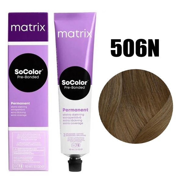 Matrix SOCOLOR Extra Coverage 506N Крем-краска для зрелых волос Темный блондин, 90мл.  #1