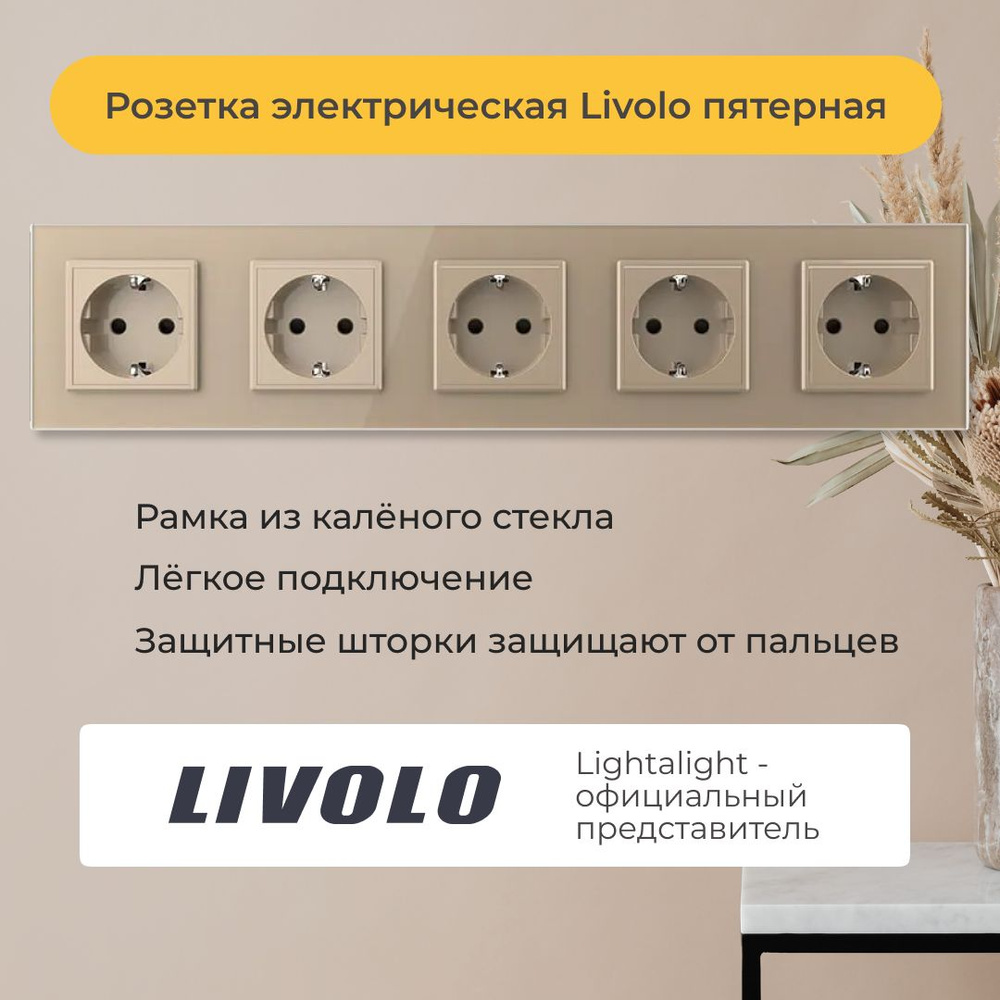 Розетка электрическая Livolo пятерная (VL-C5EU-13) #1