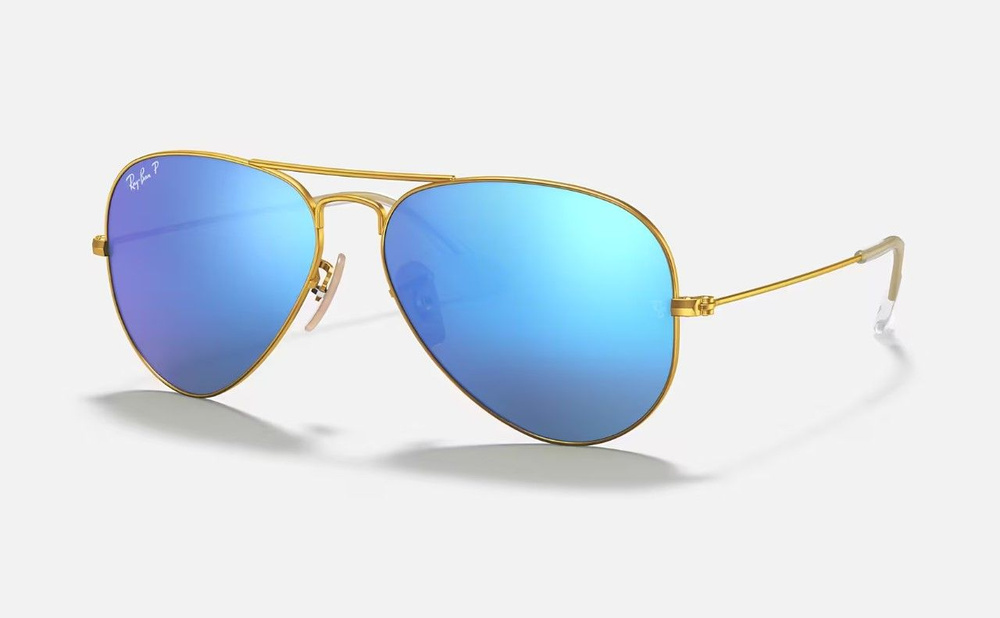 Солнцезащитные очки унисекс, авиаторы RAY-BAN с чехлом, линзы голубые, RB3025-112/4L/58-14  #1
