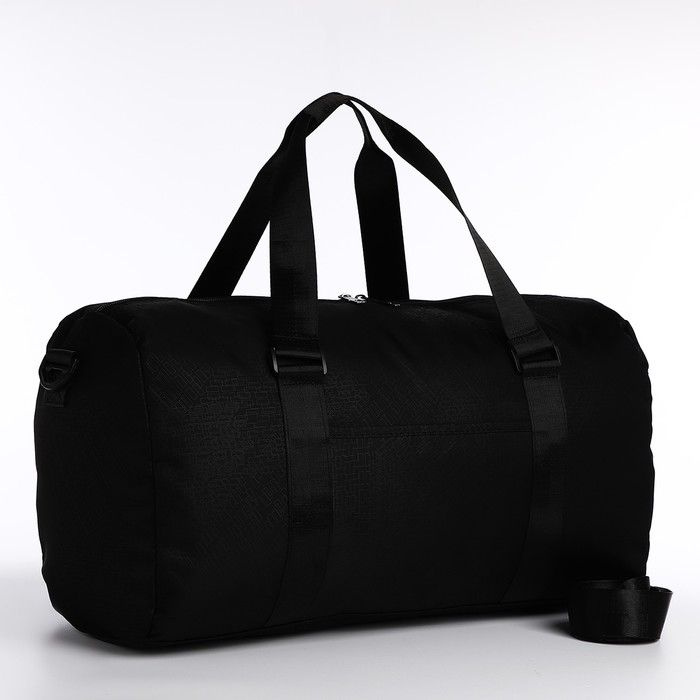 Сумка дорожная на молнии, наружный карман, держатель для чемодана, длинный ремень, цвет чёрный  #1