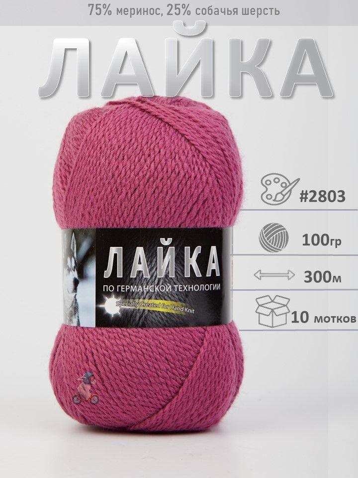 ColorCity Laika Лайка 2803 брусничный 10 шт 100г 300м 75% меринос 25% собачья шерсть  #1