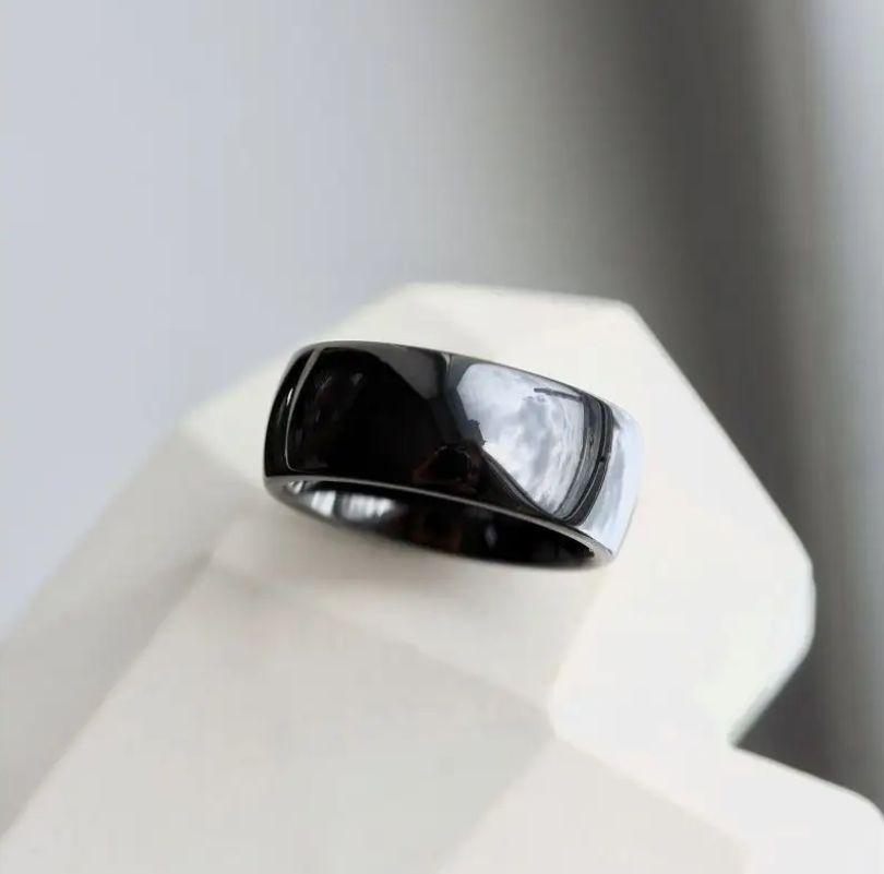 кольцо керамическое женское мужское унисекс, широкое 8мм,размер 20 цвет черный  #1