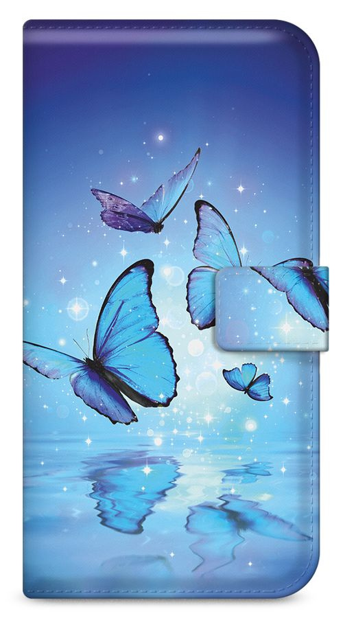 Чехол-книжка на Xiaomi Redmi 9A / Сяоми Редми 9A с рисунком Волшебные синие бабочки  #1