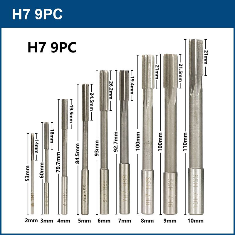 2-12 мм Reamer Set H7 HSS Прямой хвостовик Фрезерный патрон Reamer Machine Tool 9 шт.  #1