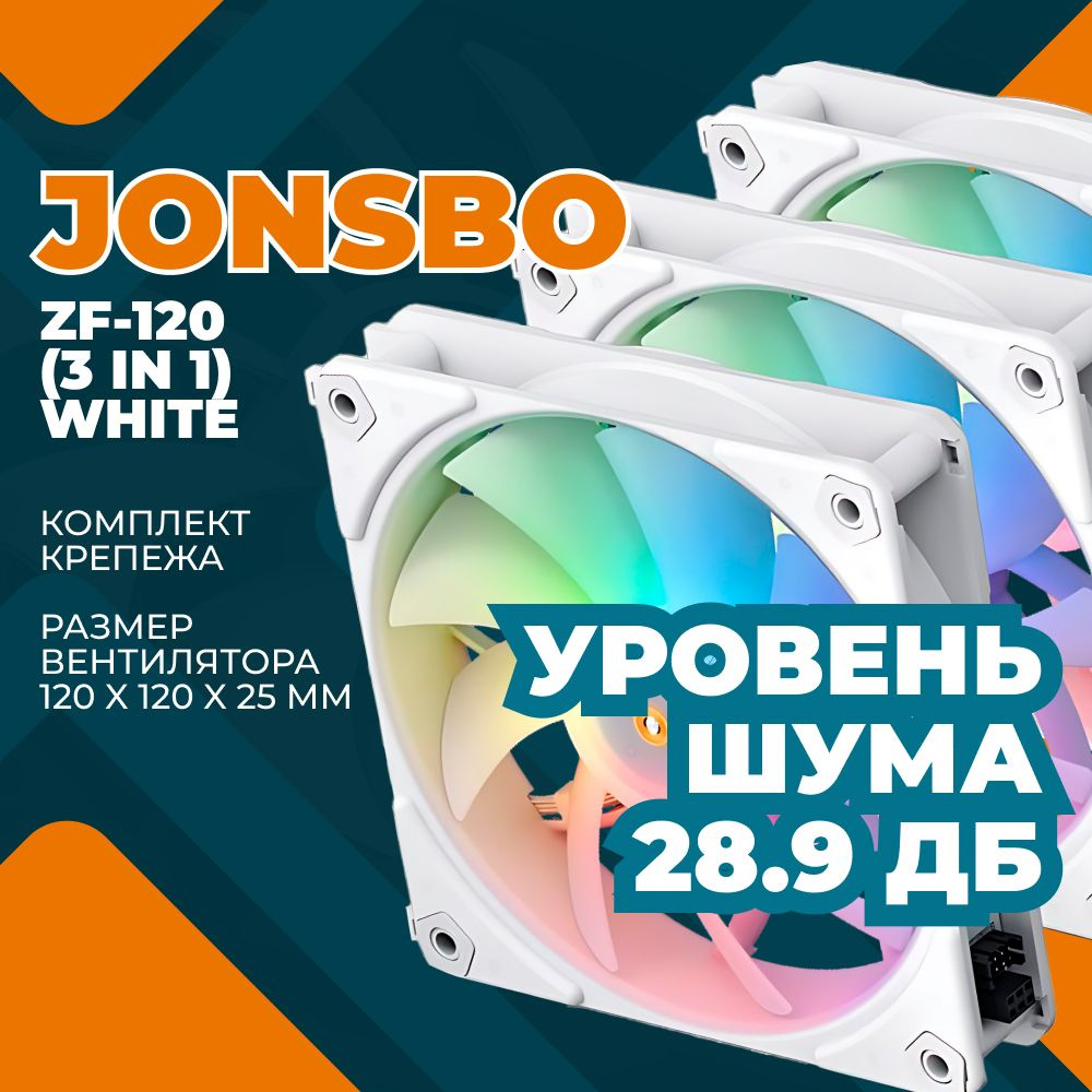 Вентиляторы для компьютера JONSBO ZF-120(3 in 1) White #1
