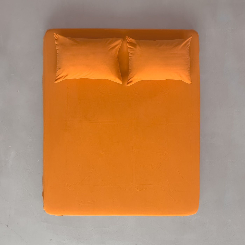 Натяжная простыня из вареного хлопка 140х200х30 см, цвет мандариновый  #1