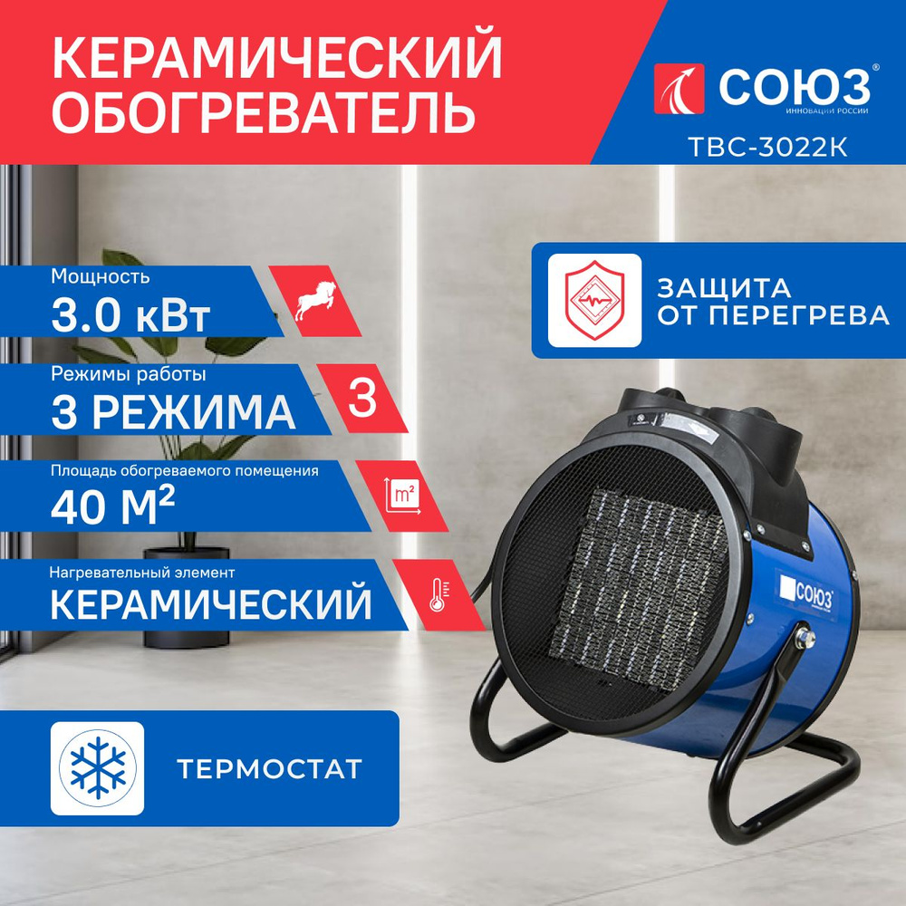 Керамический обогреватель СОЮЗ ТВС-3022К - купить с доставкой по ...