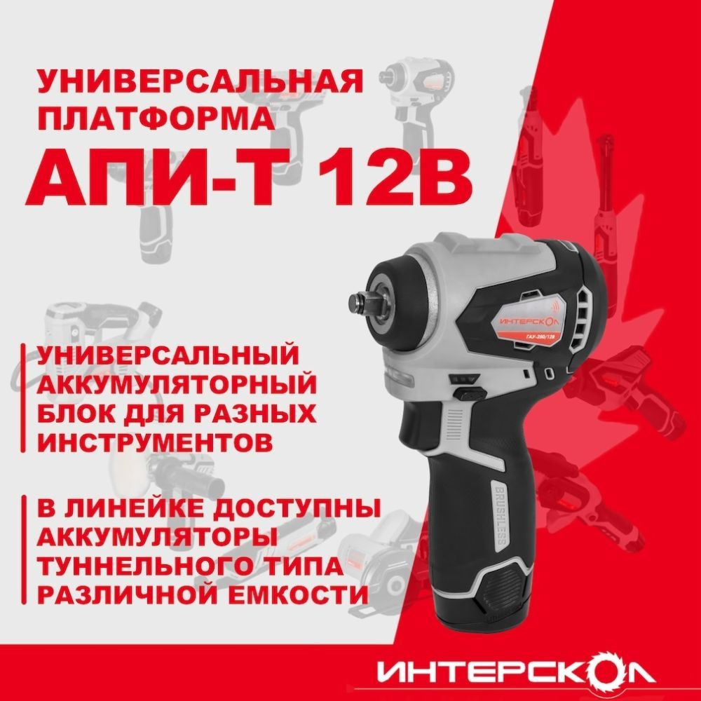 ИНТЕРСКОЛ ГАУ-250/12ВЭ бесщеточный ударный аккум. гайковерт АПИ-Т (Li-ion, КЕЙС, 2 АК+ ЗУ))  #1