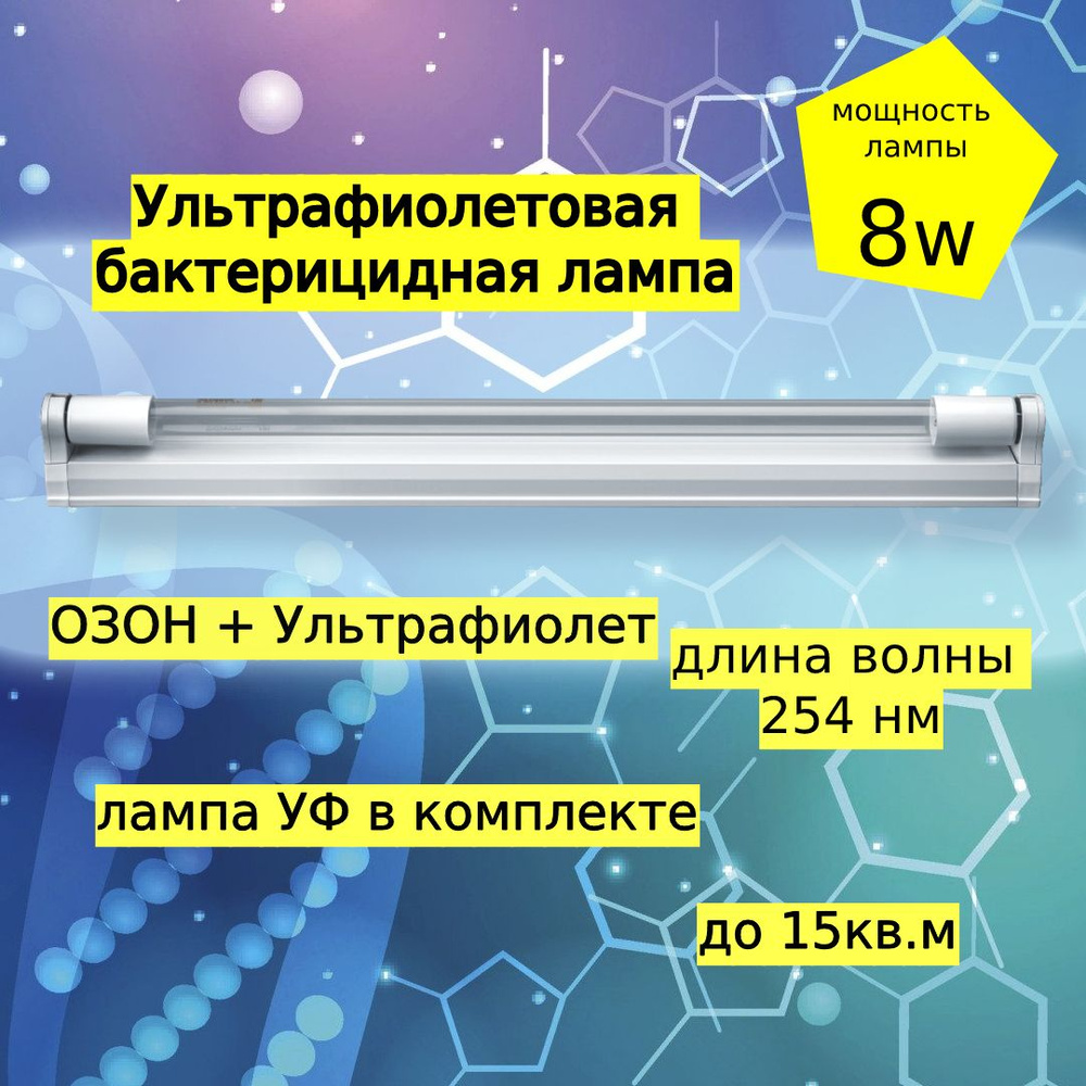 Ультрафиолетовый облучатель + лампа 8W УФ, 30см, бактерицидная, дезинфекция  дома, помещений и поверхностей - купить с доставкой по выгодным ценам в  интернет-магазине OZON (1198888225)