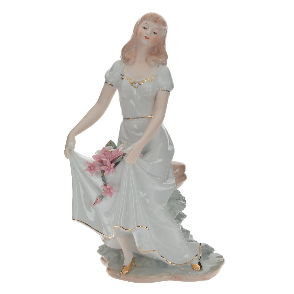 Статуэтка " Девушка сидящая с цветами" 34 см фарфор #1