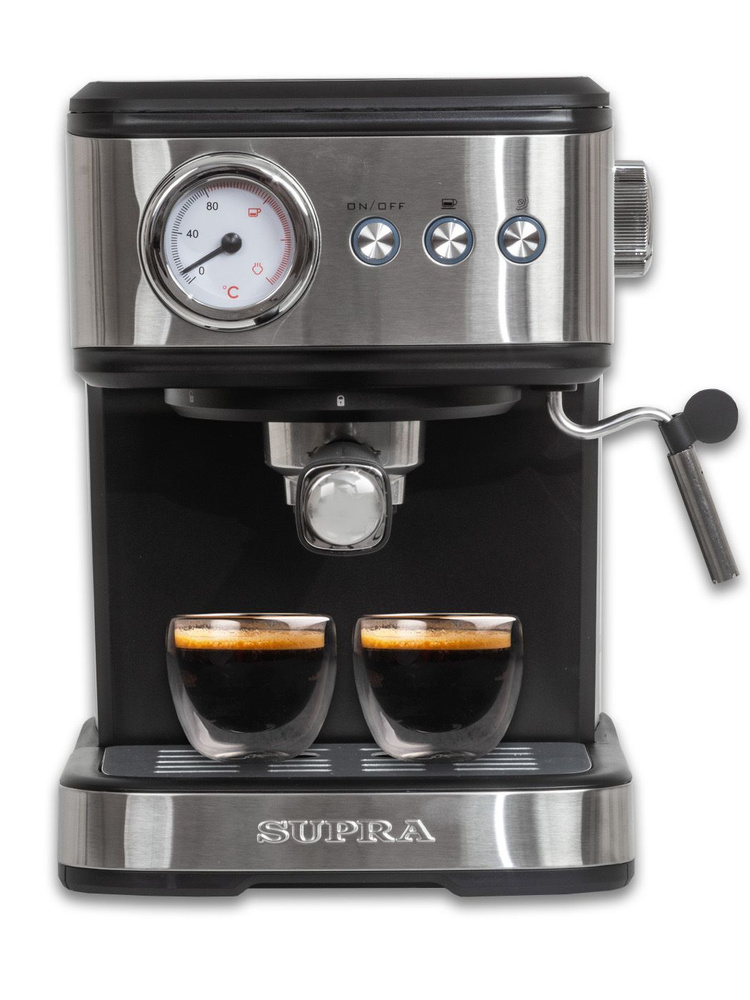 Кофеварка рожковая Supra CMS-1520 1100Вт черный/серебристый #1