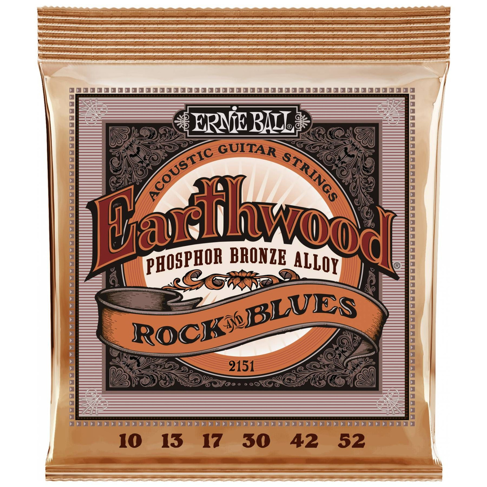 ERNIE BALL 2151 Earthwood Phosphor Bronze Rock and Blues 10-52 - Струны для акустической гитары  #1