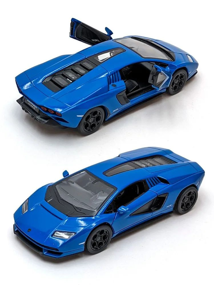 KT5437D Машинка металлическая Lamborghini Countach LPI 800-4D, Kinsmart 1:38, инерционная, синий цвет #1