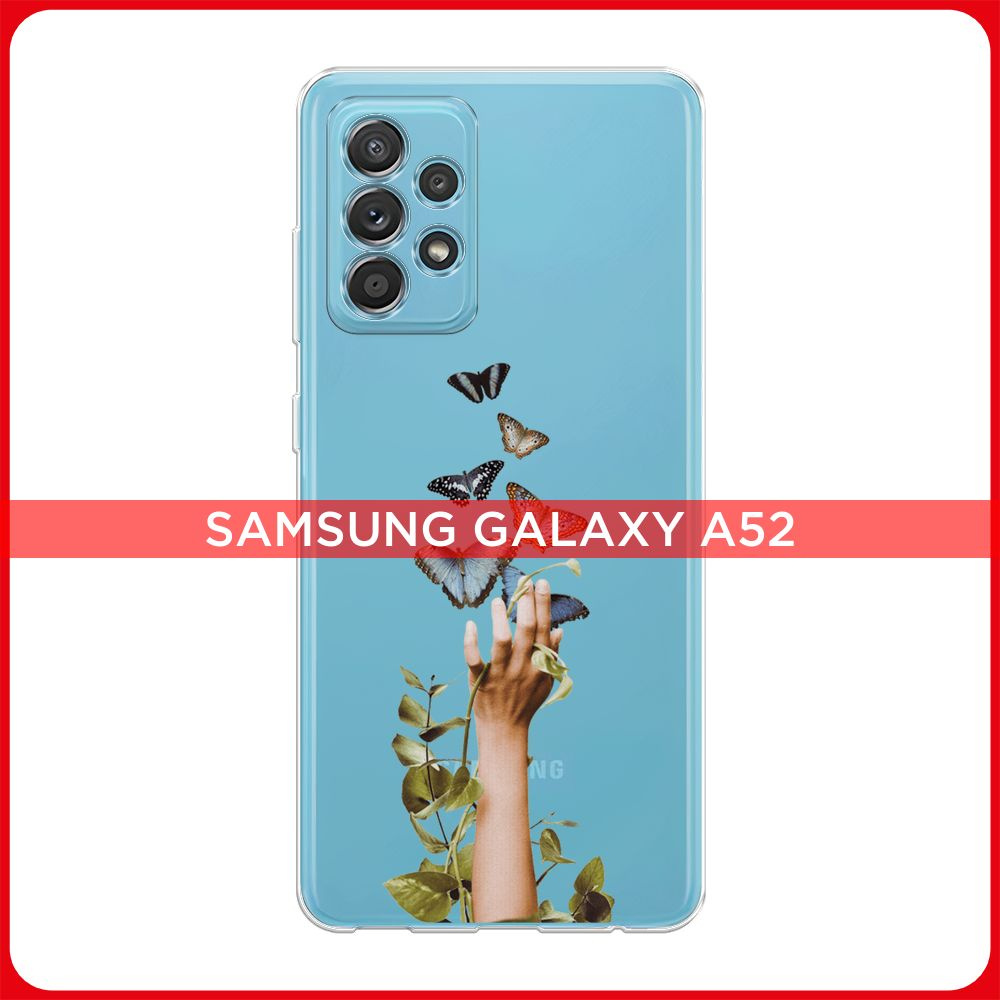 Силиконовый чехол на Samsung Galaxy A52/A52s / Самсунг А52/A52s Полет бабочки, прозрачный  #1