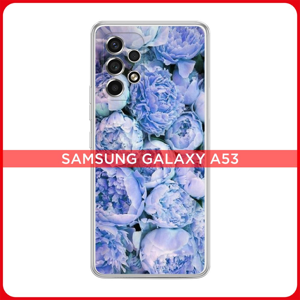 Силиконовый чехол на Samsung Galaxy A53 5G / Галакси А53 5G Пионы голубые  #1