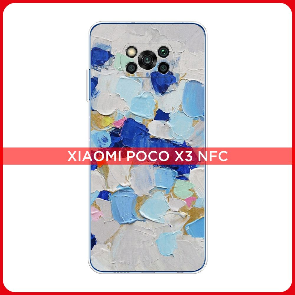 Силиконовый чехол на Xiaomi Poco X3/Poco X3 Pro / Сяоми Поко X3/Поко Х3 Про Холст сине-белый  #1