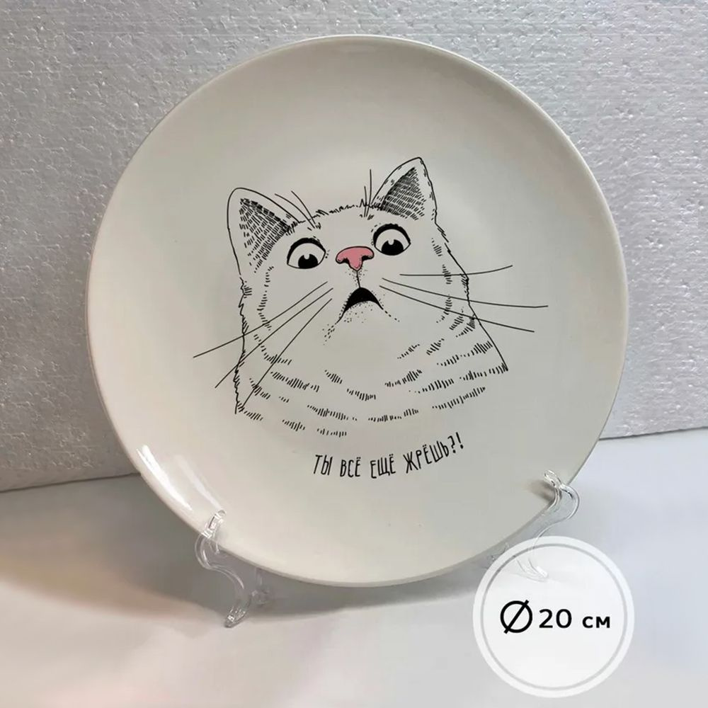 Декоративная тарелка с рисунком и надписью "Ты все еще жрешь", фарфоровая, в подарок, диаметр 20 см, #1