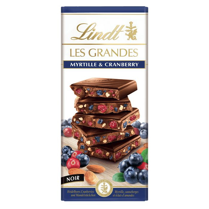 Lindt Les Grandes шоколад с черникой и клюквой 150 гр (Финляндия) #1