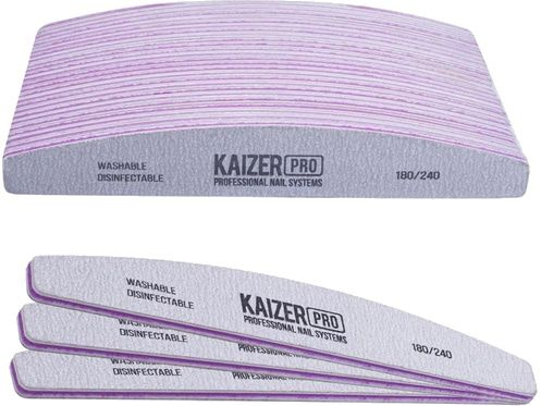 Пилка для ногтей 180/240 Kaizer Professional plastic-based file, soft, boat, length 180 mm., color grey #1