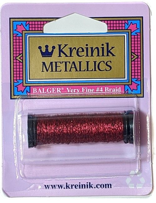 Металлизированные нитки Kreinik Very Fine Metallic Braid #4 цвет 003V - Vintage Rede  #1