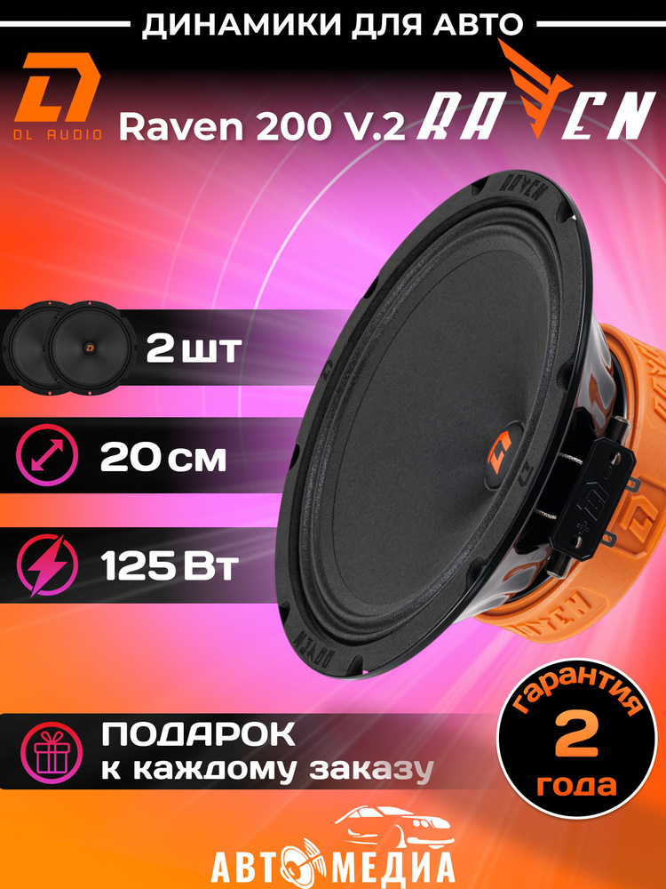 Колонки для автомобиля DL Audio Raven 200 V.2 / эстрадная акустика 20 см. (8 дюймов) / комплект 2 шт. #1