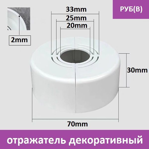 Отражатель (чашка) разъемный универсальный (диаметр: 1/2", 3/4", 1") цвет белый, глубокий, пара: 2 шт. #1