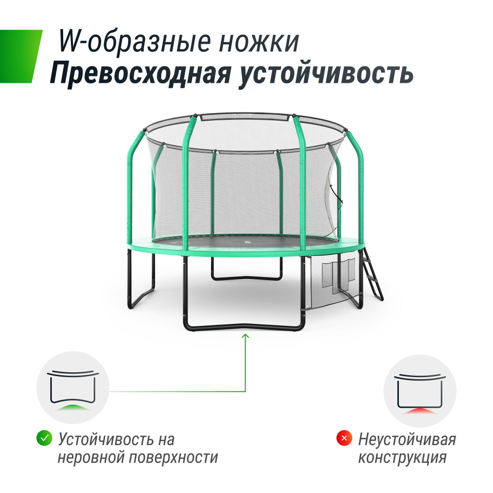 Батут с защитной сеткой Unix line Supreme Game 10 футов - 300 см (зеленый), каркасный, уличный, детский #1