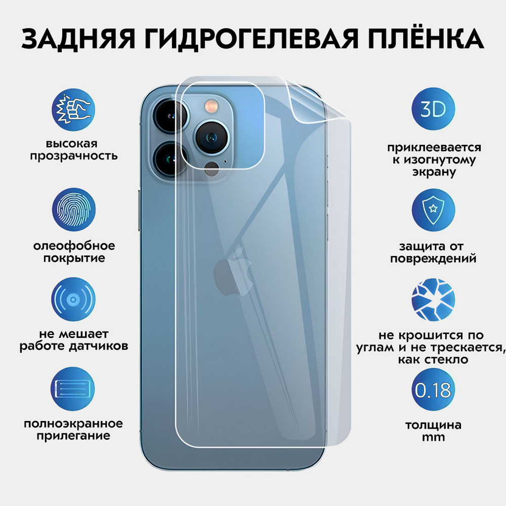 Комплект: iPhone 14 Pro Max задняя и передняя гидрогелевая защитная противоударная плёнка  #1