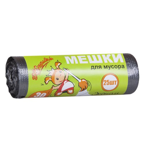 Золушка Мешки для мусора Эконом, черные, 30 л, 25 шт в уп, 6 штук  #1