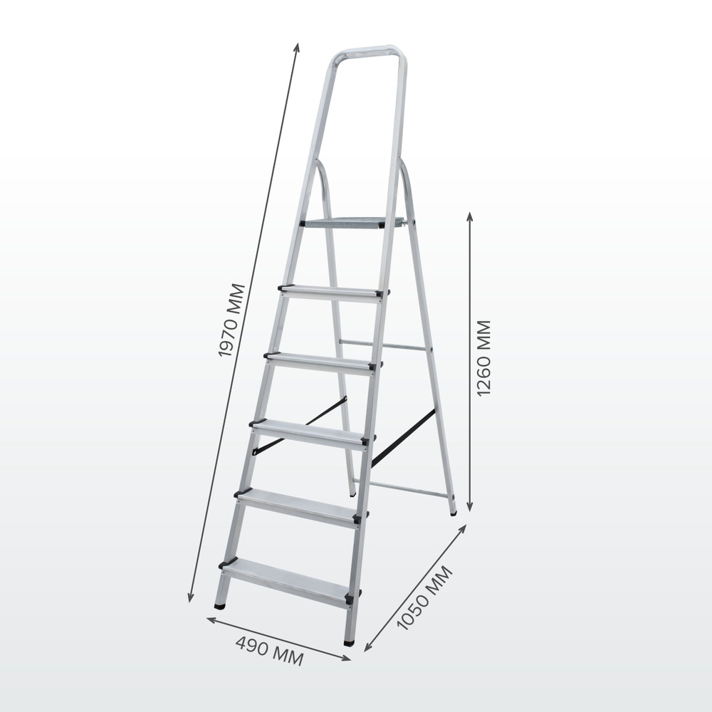 Стремянка 6 ступеней NV 1110106 алюминиевая Новая Высота #1