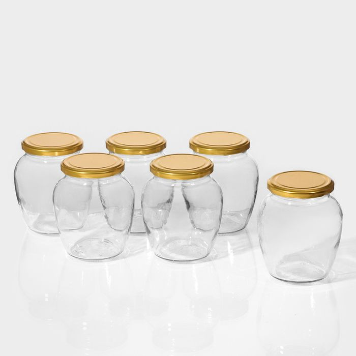 Набор стеклянных банок с крышкой для консервации "Амфора", ТО-82 мм, 0,72 л, 6 штук в наборе  #1