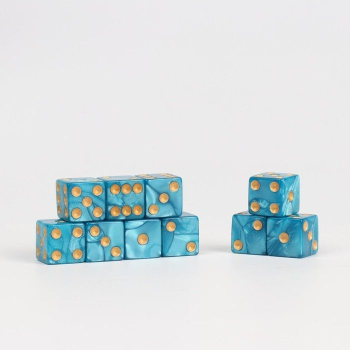 Набор кубиков игральных "Время игры", 10 шт, 1.6 х 1.6 см, голубые  #1