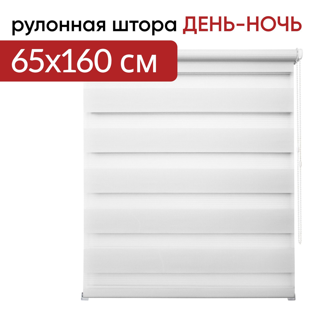 Рулонная штора день ночь 65 х 160 Канзас белый #1