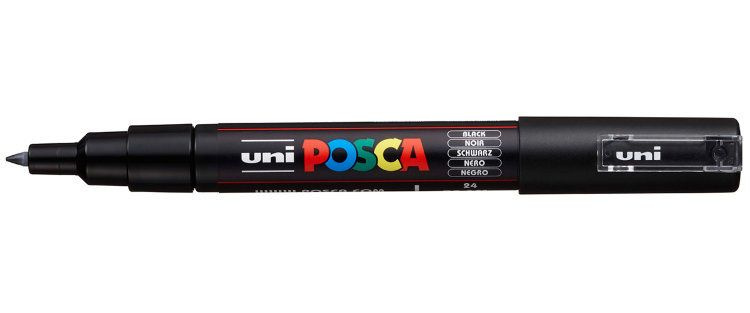 Маркер POSCA PC-1M, чёрный, 0.7 мм, пулевидный наконечник № 24, #1