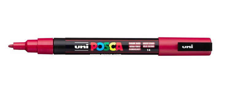 Маркер POSCA PC-3M, тёмно-красный, 0.9 - 1.3 мм, пулевидный наконечник №14,  #1