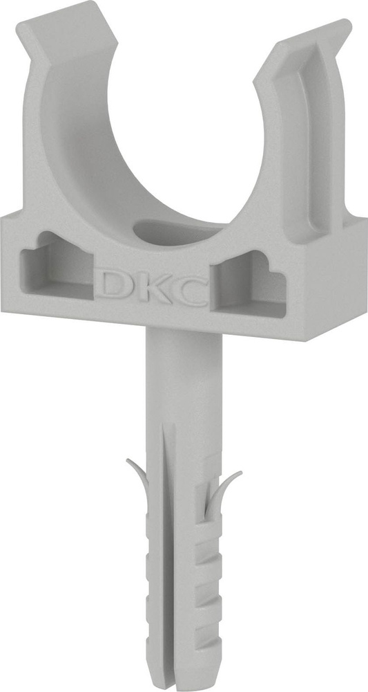 Клипса для крепления труб DKC / ДКС закрывающаяся с дюбелем, диаметр 20мм, серая, 51320 / держатель / #1