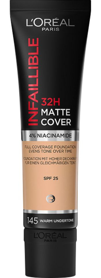 L'Oreal Paris Тональный крем Infaillible Matte 32H, 145 Розово-бежевый, стойкий ультраматирующий, 30 #1