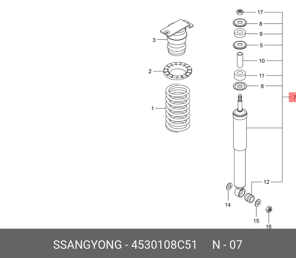 SsangYong Амортизатор подвески, арт. 4530108C51, 1 шт. #1