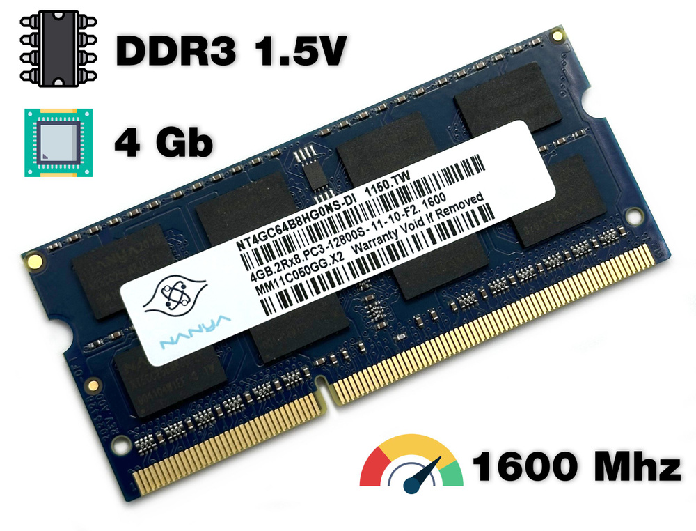 Nanya Оперативная память DDR3 4Gb 1600 Mhz NT4GC64B8HG0NS-DI PC3-12800S 1x4 ГБ (NT4GC64B8HG0NS-DI)  #1