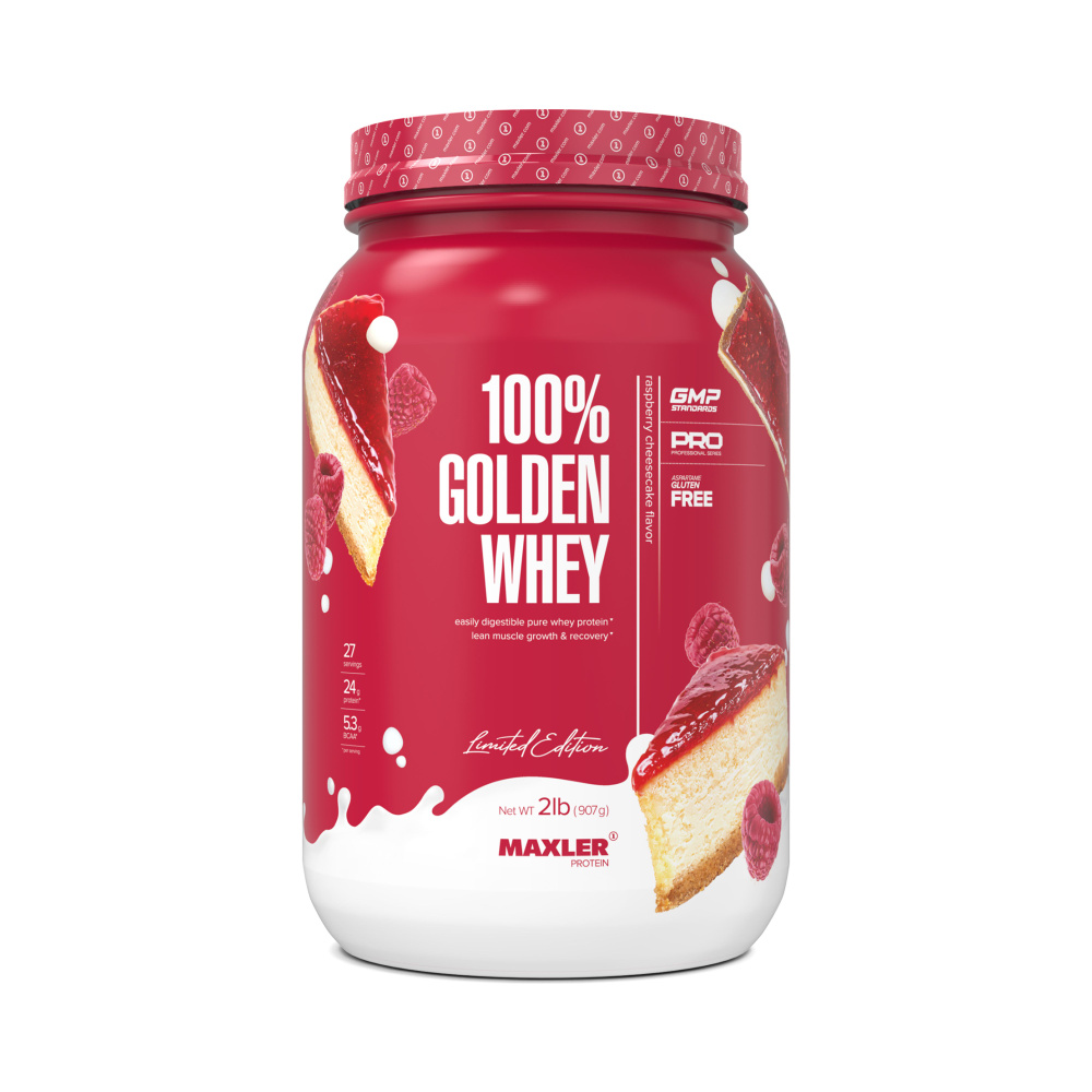 Протеин сывороточный Maxler 100% GOLDEN WHEY 907г Малиновый чизкейк  #1