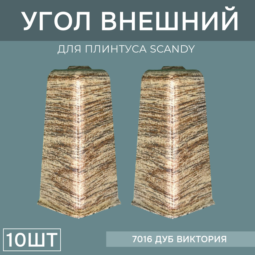 Наружный угол 72мм для напольного плинтуса Scandy 5 блистеров по 2 шт, цвет: Дуб Виктория  #1